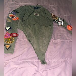 Ivy Park x Adidas Women Green Long Sleeve Bodysuit with Patches